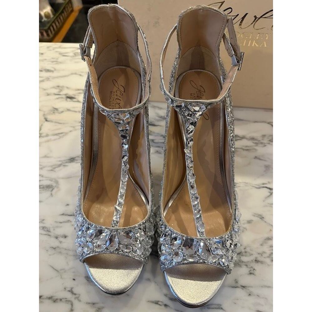 Jewel Badgley Mischka Womens Conroy Dress Sandal Size 9.5 NIB Glam Glitter - Picture 2 of 7